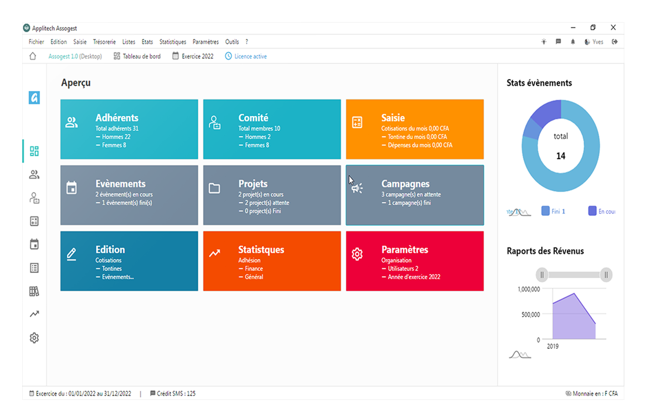Assogest screenshots gestion des organisations
