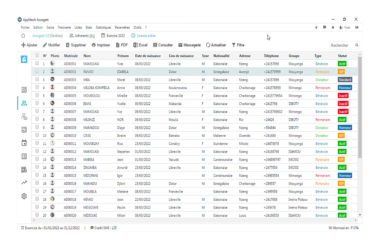 Assogest screenshots gestion des organisations