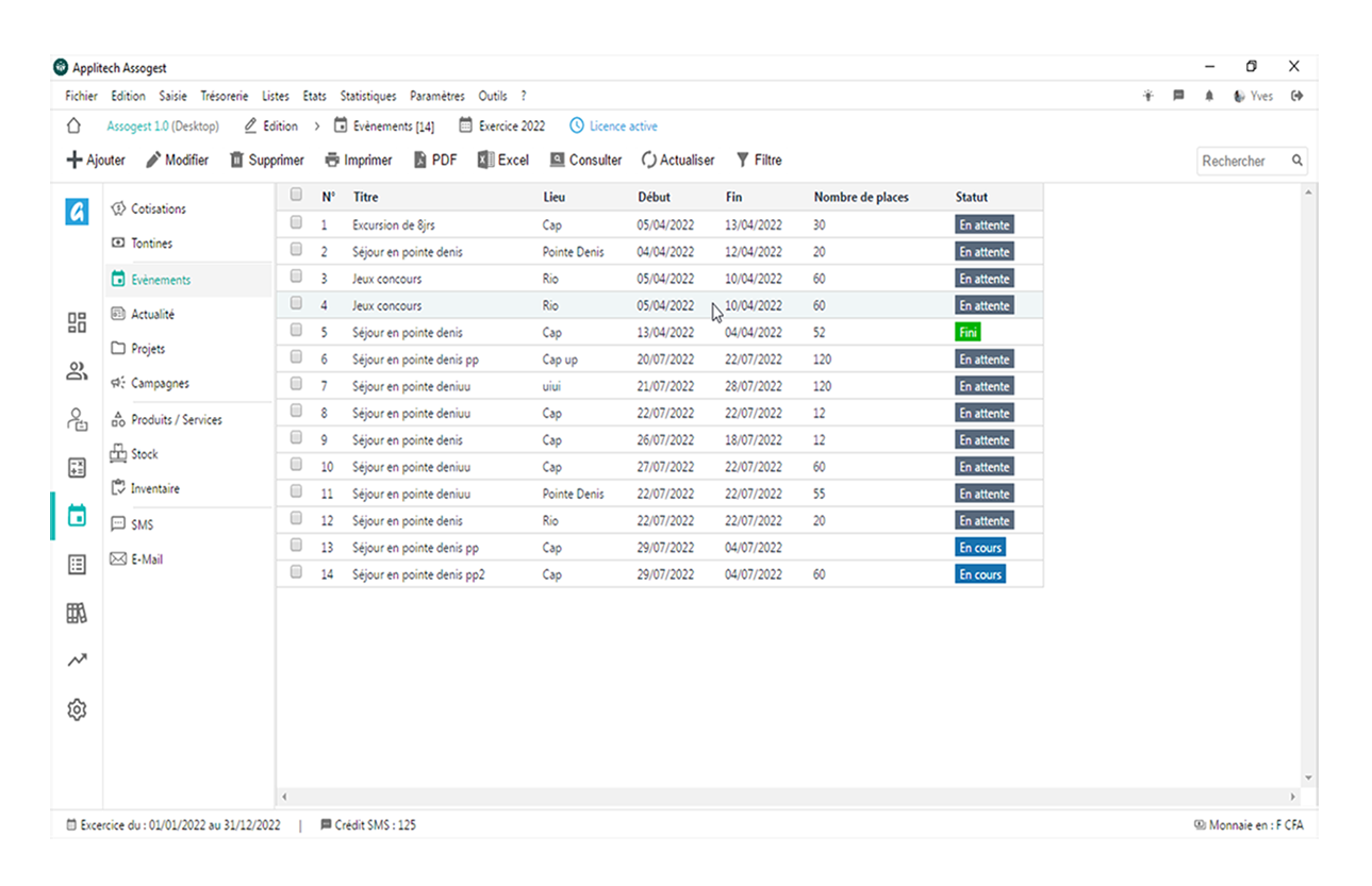 Assogest screenshots gestion des organisations