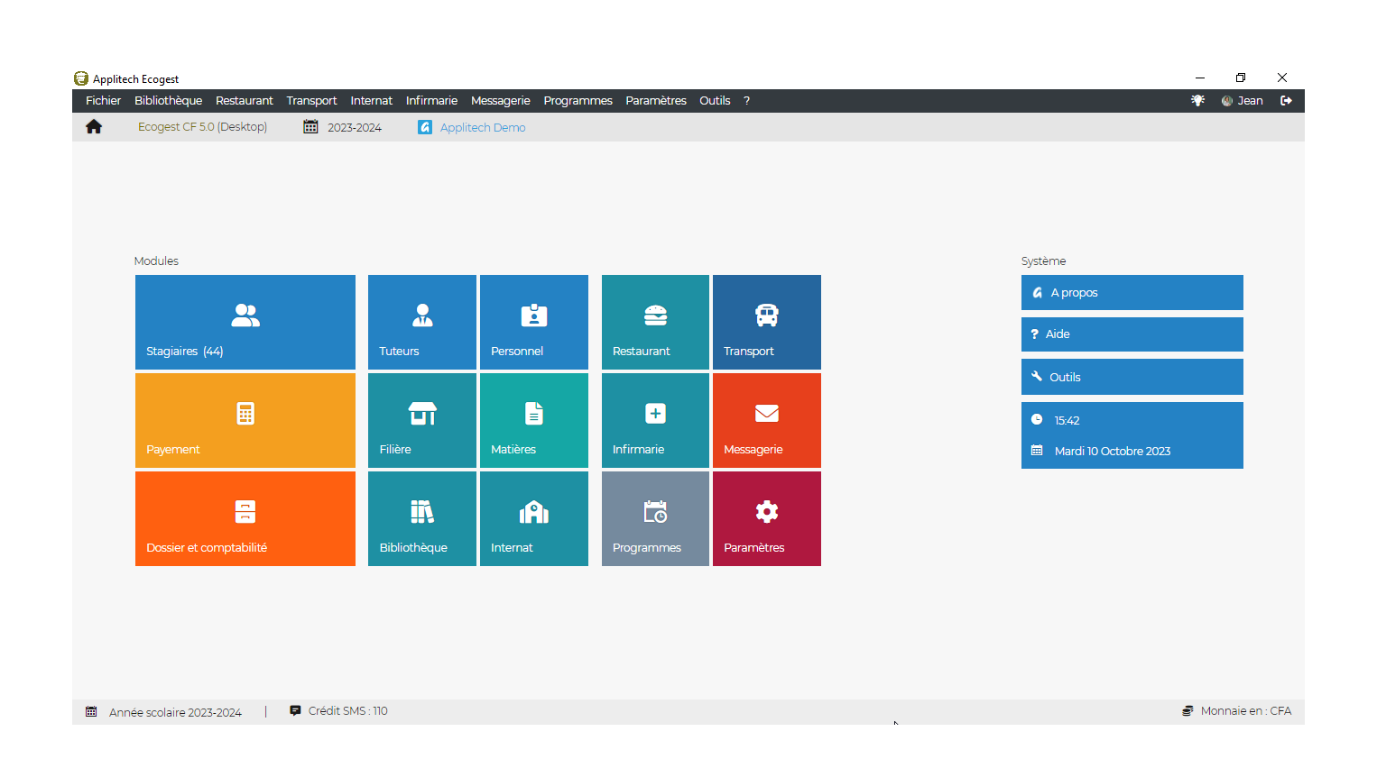 Ecogest screenshots gestion des centres de formation
