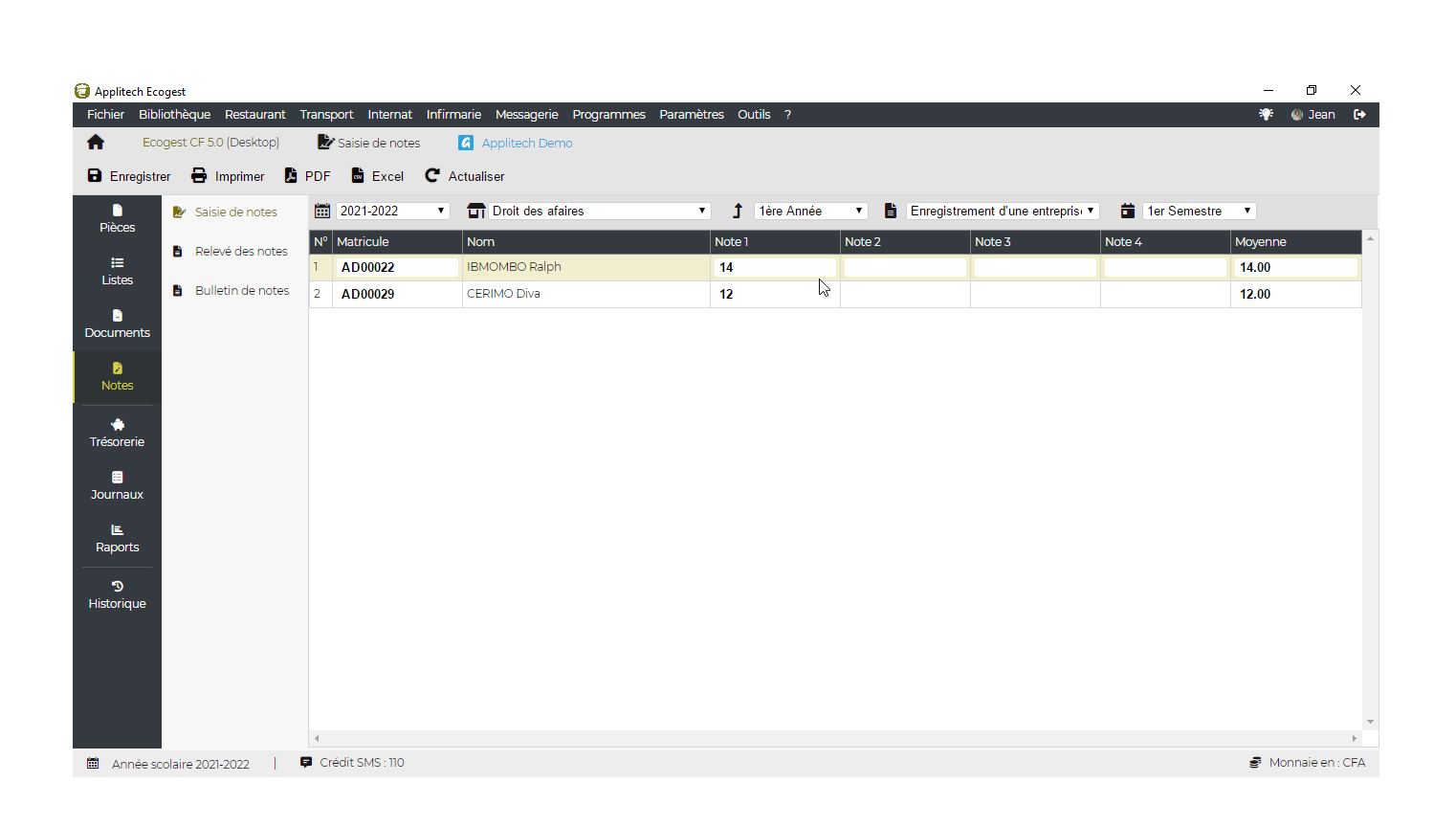Ecogest screenshots gestion des centres de formation