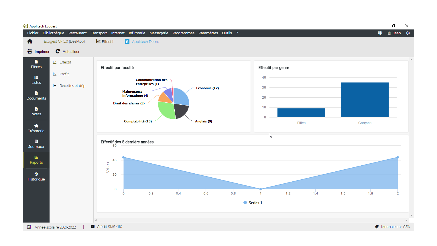 Ecogest screenshots gestion des centres de formation