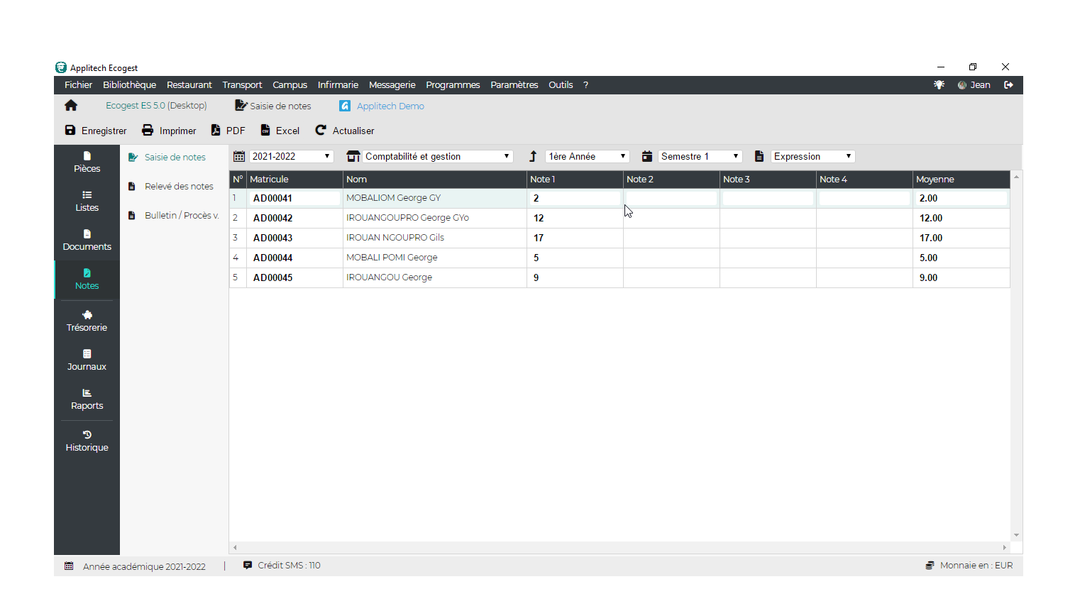 Ecogest screenshots gestion des écoles supérieures